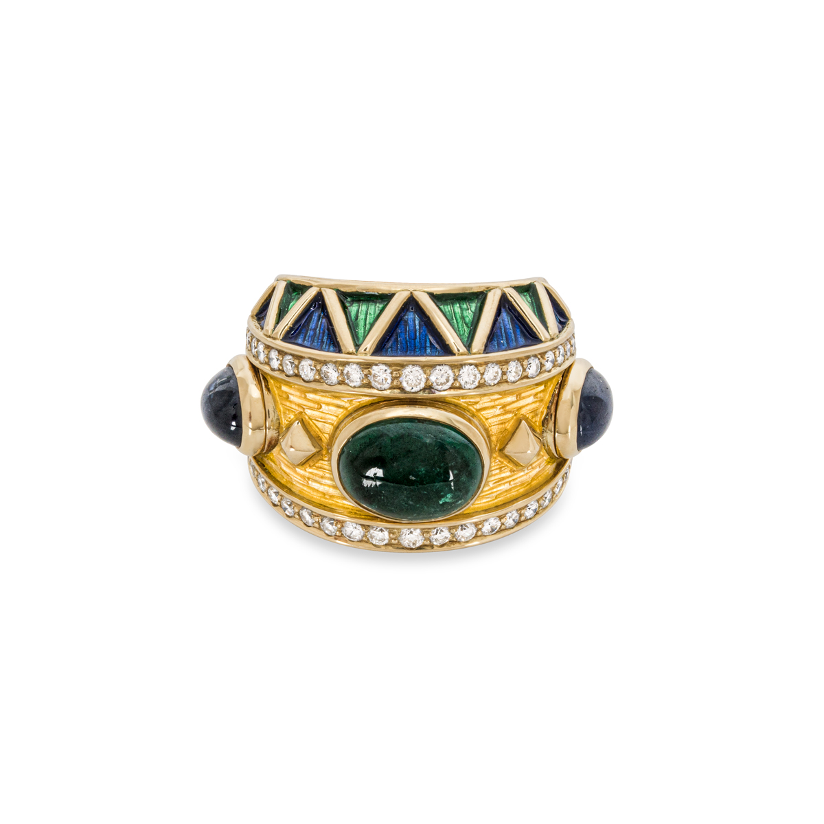 Yellow Gold Emerald, Sapphire & Diamond Suite